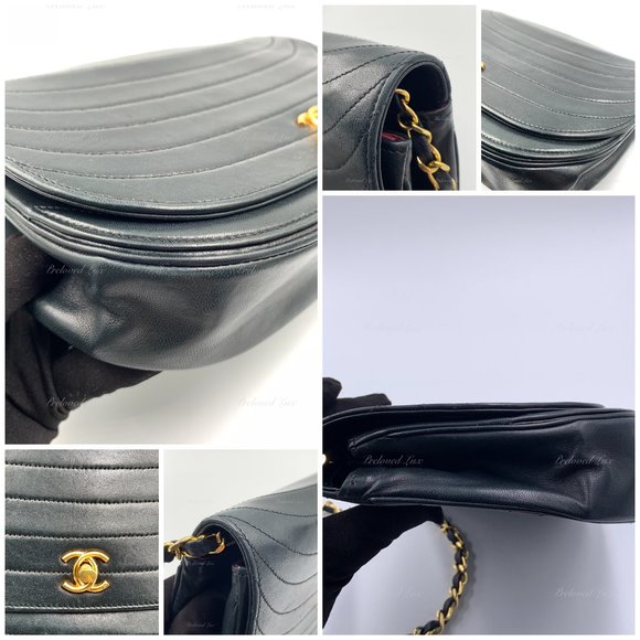 ❗️Sold❗️ CHANEL Vintage Lambskin Half Moon Flap Bag black/gold hardware - Picture 11 of 17